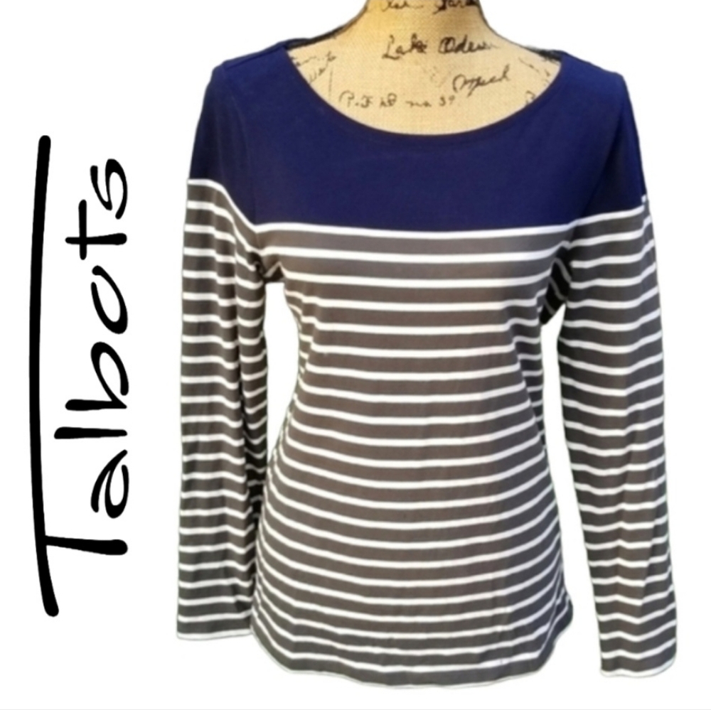 NEW Talbots Bateau Neck Striped Shirt